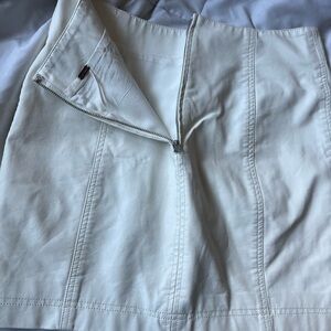 Free People Ivory Leather Skirt